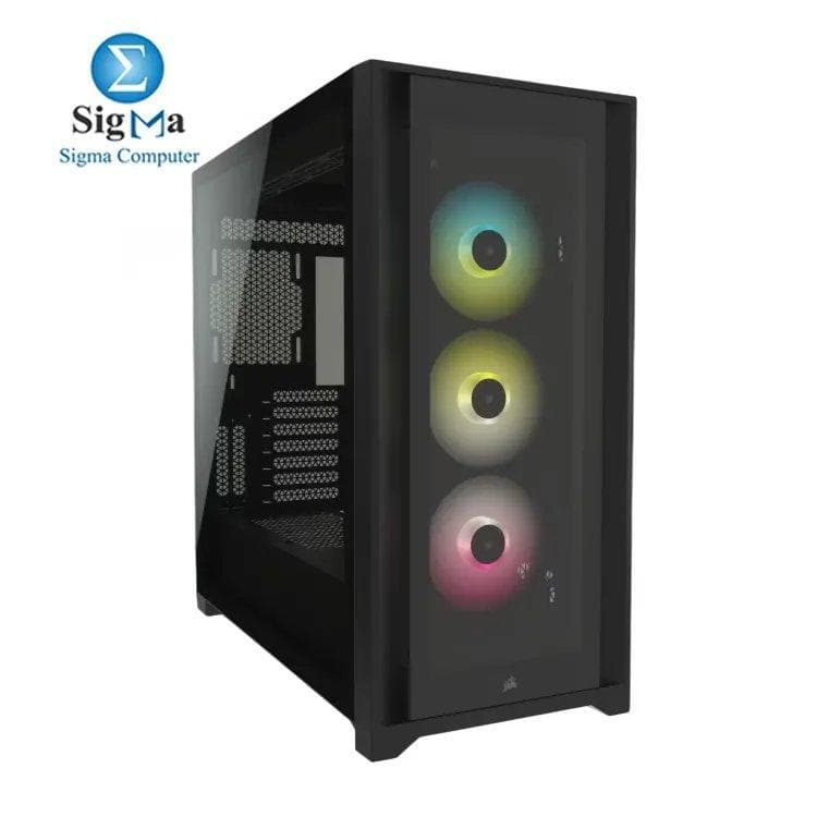 CORSAIR iCUE 5000X RGB Black Mid-Tower ATX Case – Supports ATX/E-ATX, GPUs up to 400mm, CPU coolers up to 170mm, 3x pre-installed iCUE RGB fans, up to 10x 120mm fans, 360mm radiator support, 2x 3.5” + 4x 2.5” drive bays, and USB 3.1 Type-C