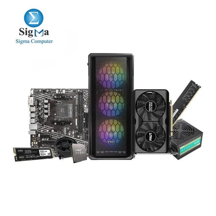 تجميعة جيمنج Dragon R3 4100 1650 - معالج AMD RYZEN 3-4100 - لوحة أم ام اس اي A520M-A PRO - كرت شاشة Palit GeForce GTX 1650 4GB - رام 8GB - هارد 256GB SSD - كيسة Antec NX360 مع باور سبلاي 450W