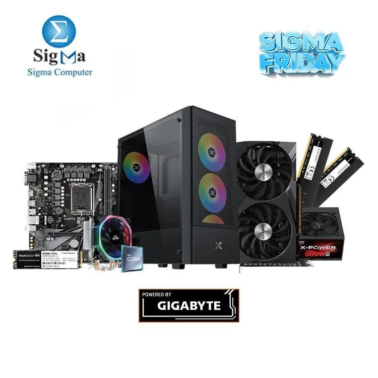 باقة سيجما فرايدي-21- لوحة جيجابايت H610M-H DDR4، معالج انتل Core i5-12400F TRAY، رامات Lexar 2*8GB DDR4 3200Hz، كرت شاشة جيجابايت RTX 3060 12G، هارد TEAMGROUP MP33 256GB، كيسة XIGMATEK Hero II Air ARGB، باور سبلاي X-Power 600W، مبرد معالج Phantom HF-400 RGB