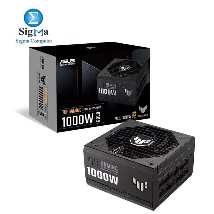 مزود طاقة اسوس TUF Gaming 1000W Gold - 1000 وات، 80 Plus Gold، ATX 3.0، كامل الوحدات، مروحة بكرات مزدوجة، مكونات عسكرية