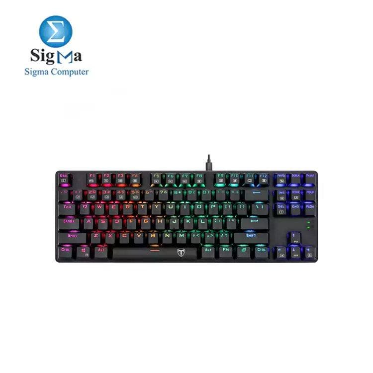 كيبورد ميكانيكي T-DAGGER Bora T-TGK315 - 87 مفتاح، إضاءة RGB، سويتشات قابلة للتبديل السريع، خاصية anti-ghosting، وأغطية مفاتيح double-shot