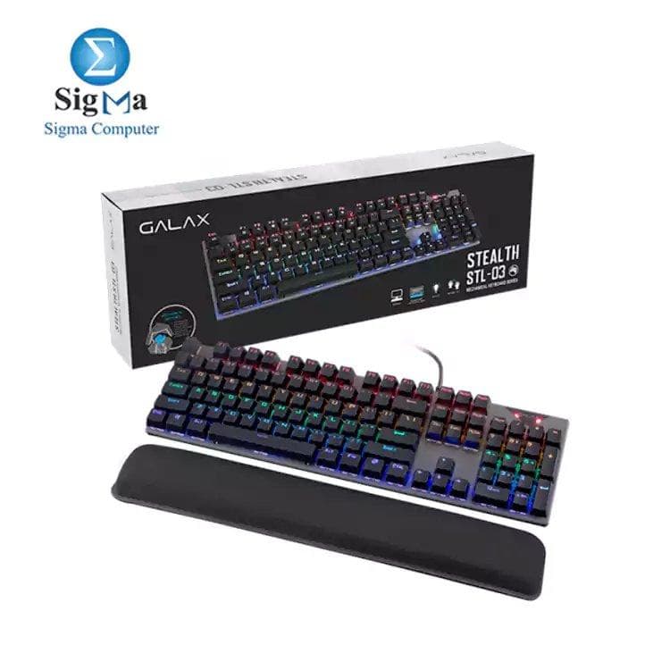 كيبورد جيمنج ميكانيكي جالاكس STL-03 Stealth بـ 104 مفتاح، سويتش أزرق، إضاءة Rainbow سلكي