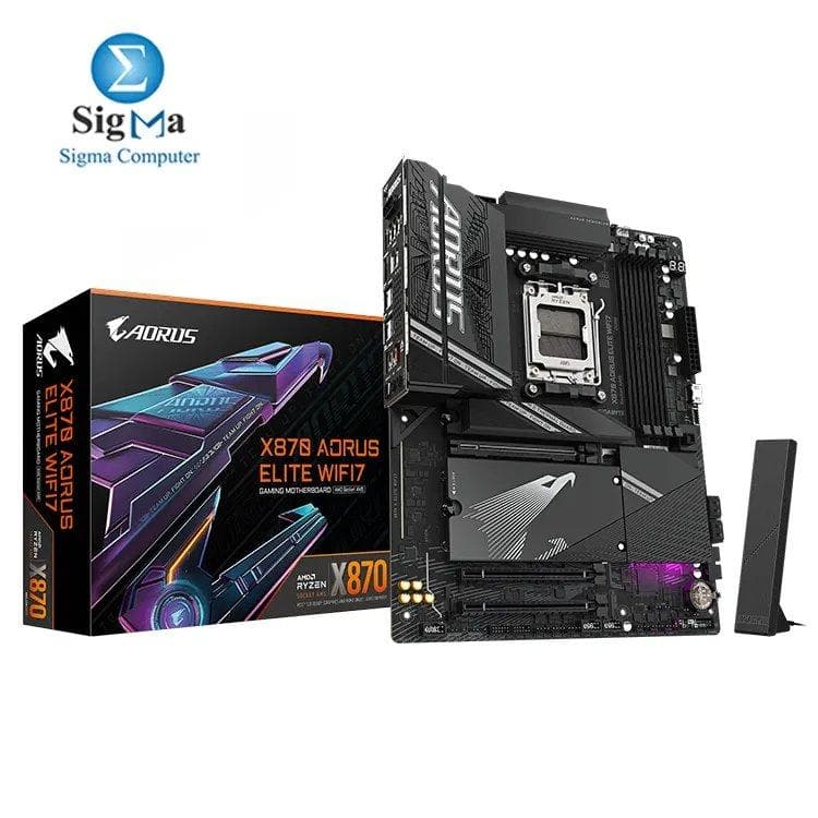 GIGABYTE X870 AORUS ELITE WIFI7 Motherboard - Supports AMD Ryzen 9000 CPUs, 16+2+2 phases VRM, up to 8000MHz DDR5 (OC), 4xPCIe 5.0 + 4xM.2, Wi-Fi 7, 2.5GbE LAN, USB 3.2 Gen 2x2