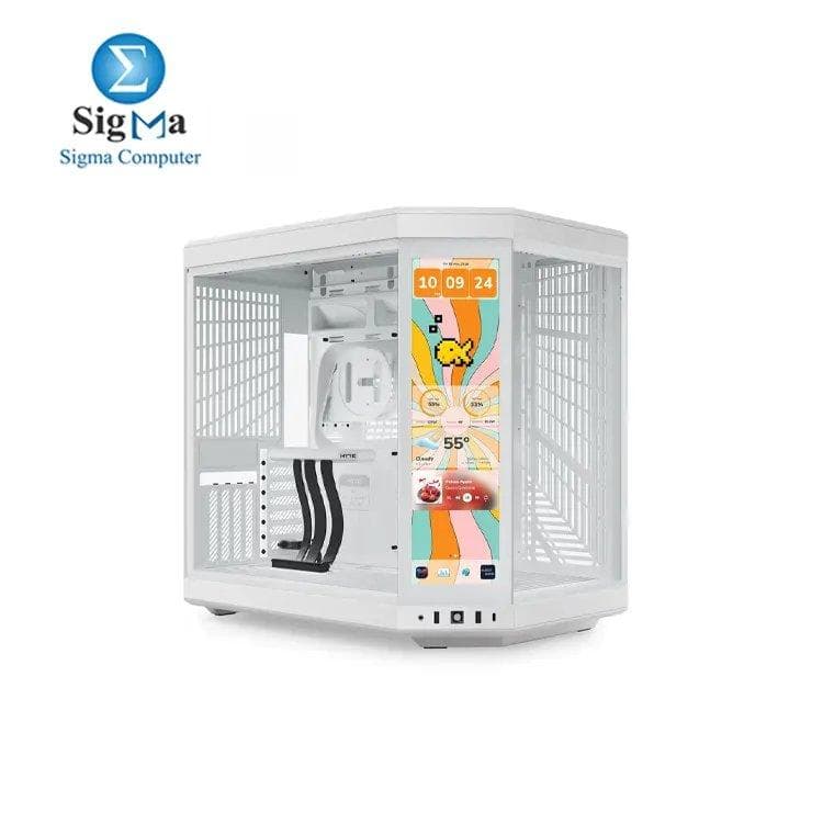HYTE Y70 Touch Infinite Dual Chamber ATX Mid Tower Modern Aesthetic Case with Integrated 2.5K LCD Touchscreen - Snow White