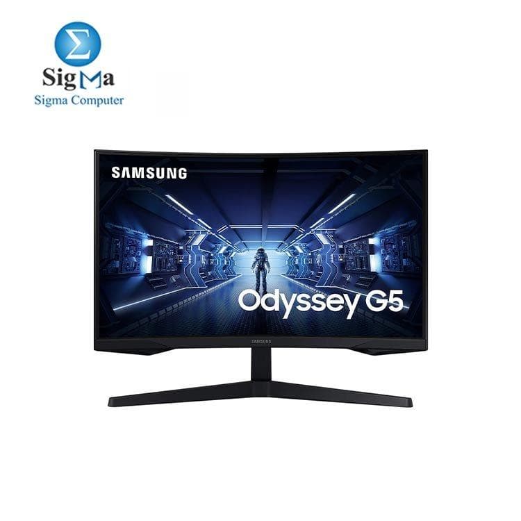 شاشة سامسونج LC27G55TQBMXEG 27 بوصة Odyssey G5 جيمنج 2560x1440 144Hz VA 1ms FreeSync Premium منحنية