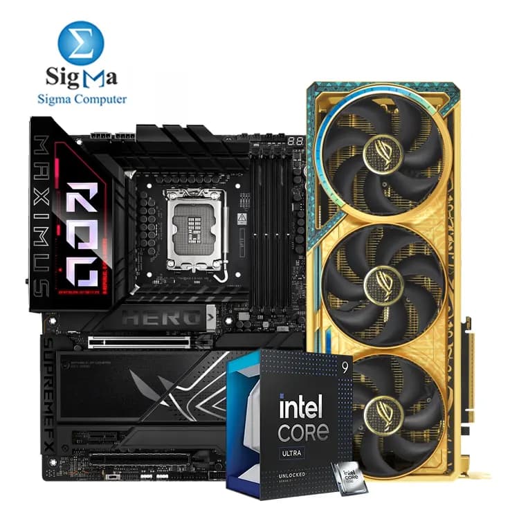 ASUS ROG MAXIMUS Z890 HERO And ASUS ROG Astral GeForce RTX 5090 Dhahab OC Edition And Intel Core Ultra 9 285K