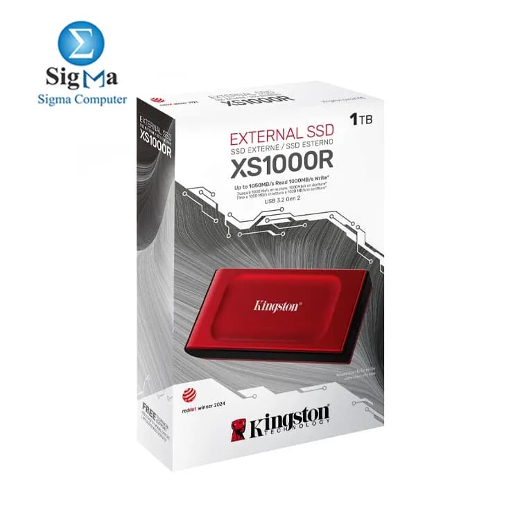 هارد SSD خارجي كينجستون XS1000 سعة 1TB أحمر USB 3.2 Gen 2 Type-A