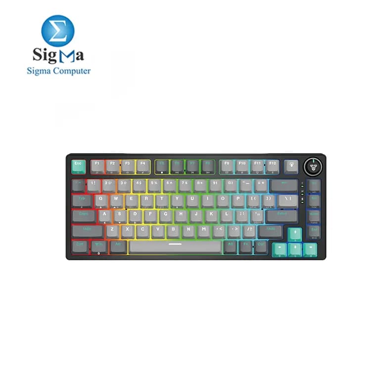 كيبورد لاسلكي جيمنج FANTECH MK913 ATOM PRO83 RGB، لون أسود ميركوري، سويتش أزرق
