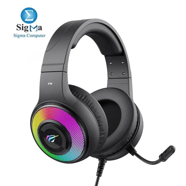 سماعة جيمنج هافيت H2042d ستيريو بيس، جاك 3.5mm، سلكية RGB، فوق الأذن للكمبيوتر واللابتوب