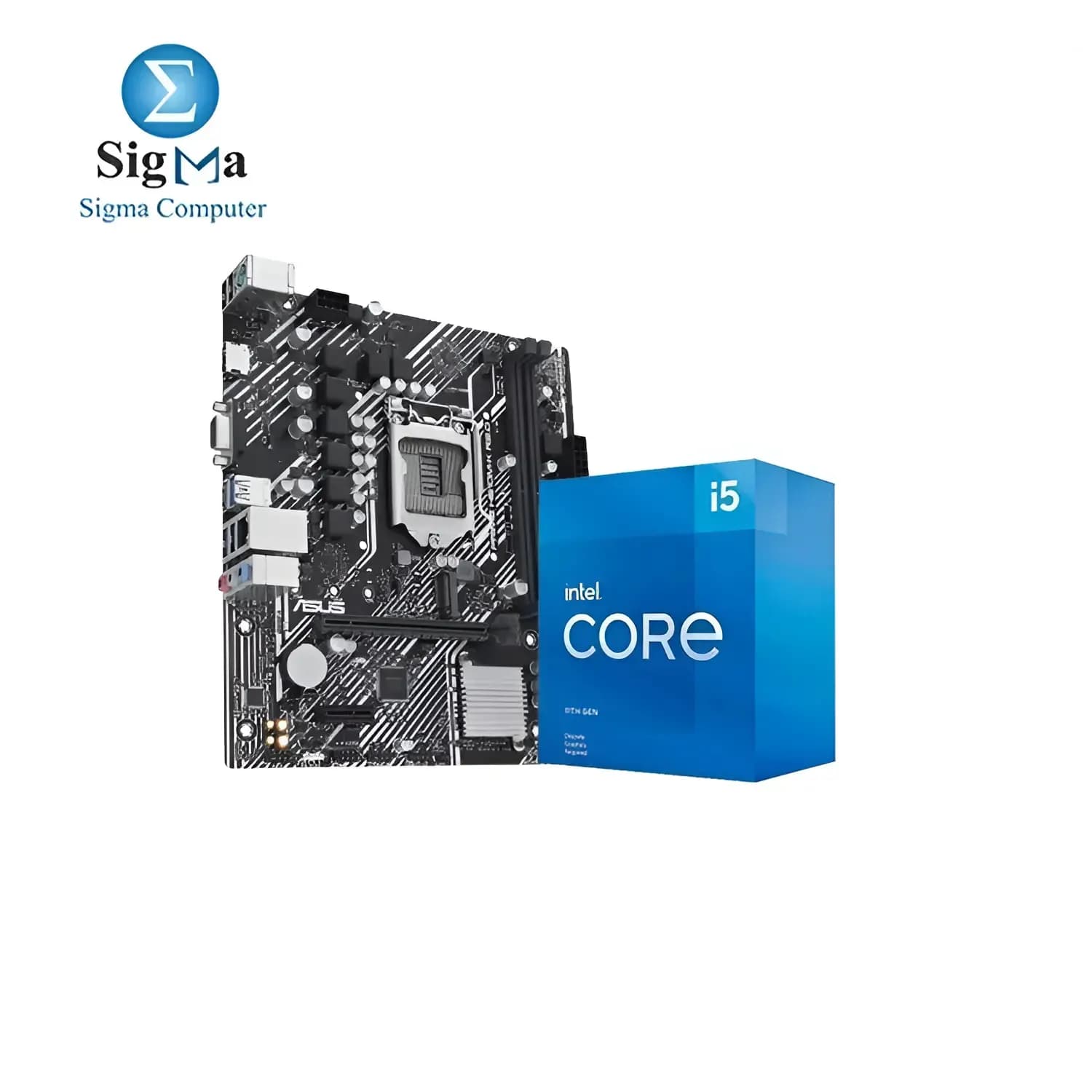 باندل معالج i5-11400F (6 أنوية/12 مسار، 4.4GHz) + لوحة أم اسوس H510M-K R2.0 (Micro-ATX, PCIe 4.0, M.2, DDR4 64GB, 1Gb LAN, USB 3.2, HDMI, VGA).
