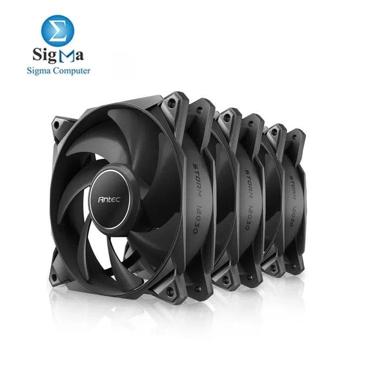 مروحة كيسة Antec Storm T3 PWM FDB بتصميم تدفق هواء عالي وتوصيل تسلسلي، أسود، مقاس 140mm x 30mm