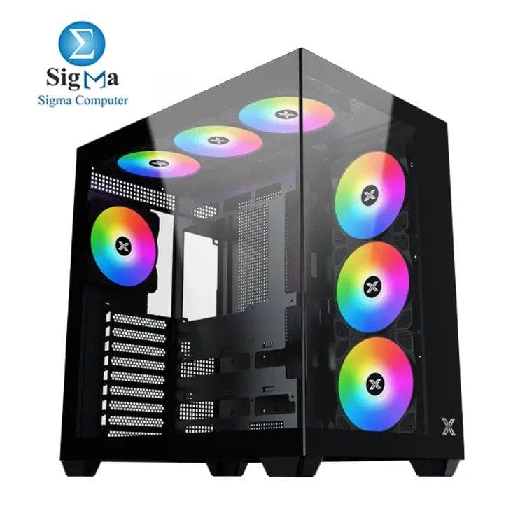 كيسة كمبيوتر XIGMATEK Aqua V Air Type C ARGB، ميد تاور، أسود