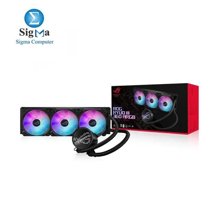 مبرد مائي شامل للمعالج اسوس ROG RYUO III 360 ARGB مع مضخة Asetek الجيل الثامن، شاشة Anime Matrix LED، ومراوح تبريد ROG ARGB