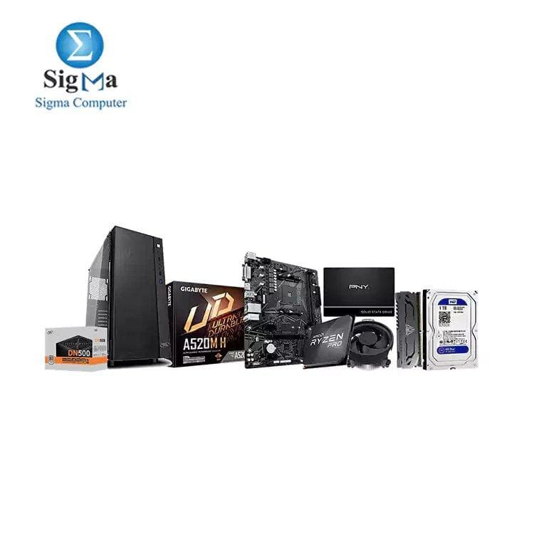 باندل (لوحة أم A520M S2H - معالج Ryzen 5 PRO 4650G TREY - رامات DDR4 8GB 3200MHz - هارد 120G CS900 - هارد ويسترن ديجيتال Blue 1TB - كيسة matrexx 55 mesh + باور DN500W 80+)