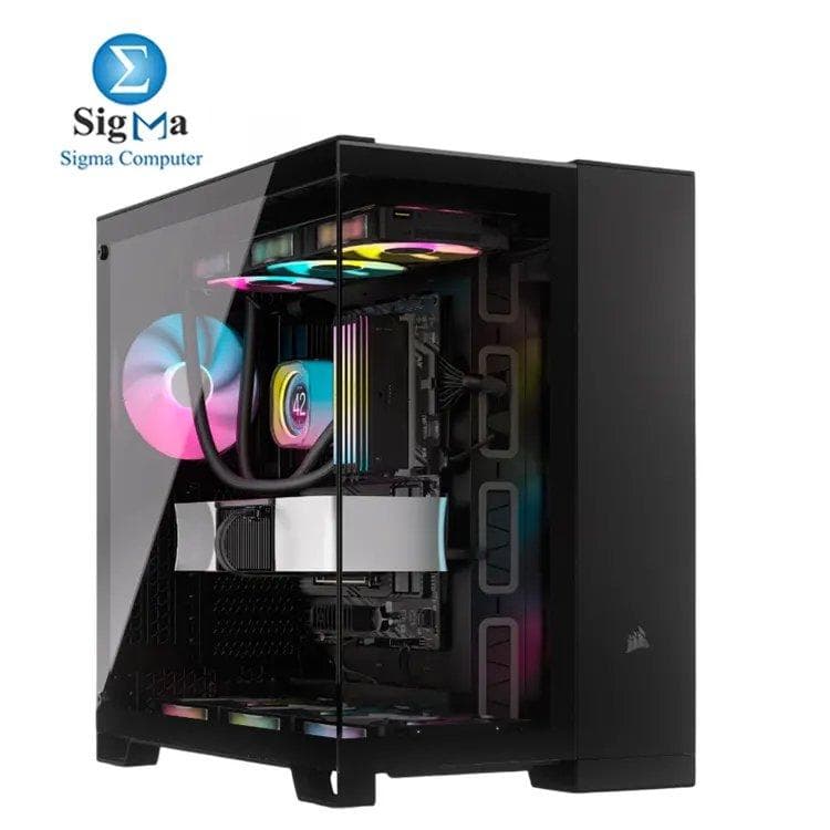 كيسة كورسير iCUE LINK 6500X RGB - كيسة Mid-Tower مزدوجة الحجرة بزجاج مقسى، 3 مراوح RX120 RGB، دعم التوصيل العكسي، ودعم رادياتير حتى 360 مم
