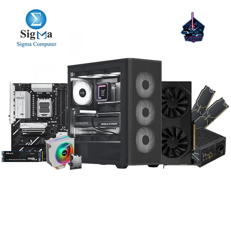 فايتر R5 7500F 9060XT 8GB -356- اسوس B650E MAX GAMING WIFI - اي ام دي RYZEN 5 7500F - Lexar THOR 2x8GB DDR5 6000Mhz - XFX RX 9060 XT 8GB - PNY CS2230 500GB - AeroCool D501A وباور سبلاي LUXPRO 750W 80+ Bronze - Aerocool Cylon 4F ARGB 48500