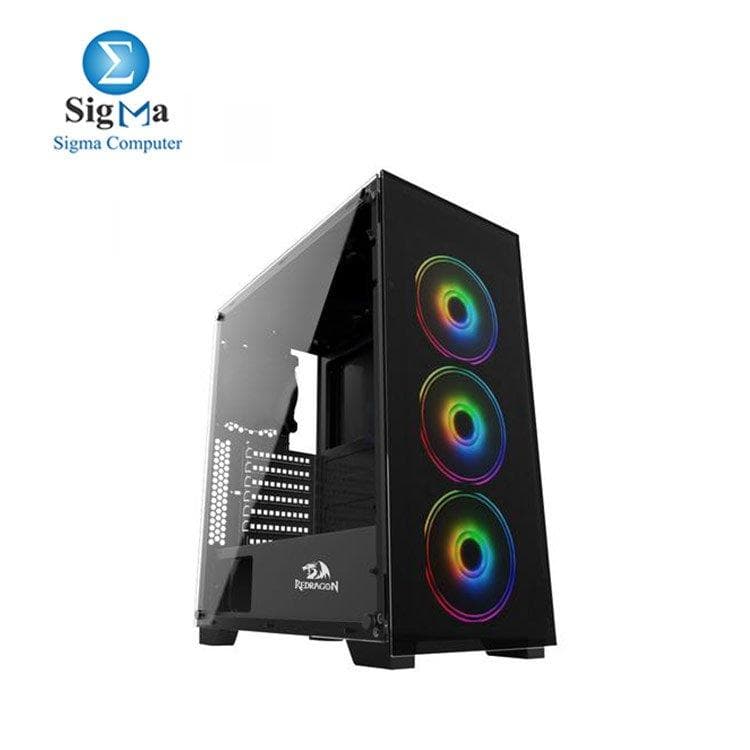 كيسة كمبيوتر جيمنج ريدراجون GC-618 + باور سبلاي ريدراجون 600W + 3 مراوح LED رينبو