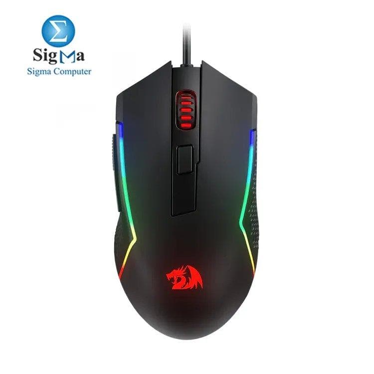ماوس جيمنج Redragon M616 بـ 6 أزرار قابلة للبرمجة، 8 أوضاع إضاءة، 800-10000 DPI قابل للتعديل، مستشعر Pixart 8925، تصميم مريح، كابل مجدول 1.8 متر