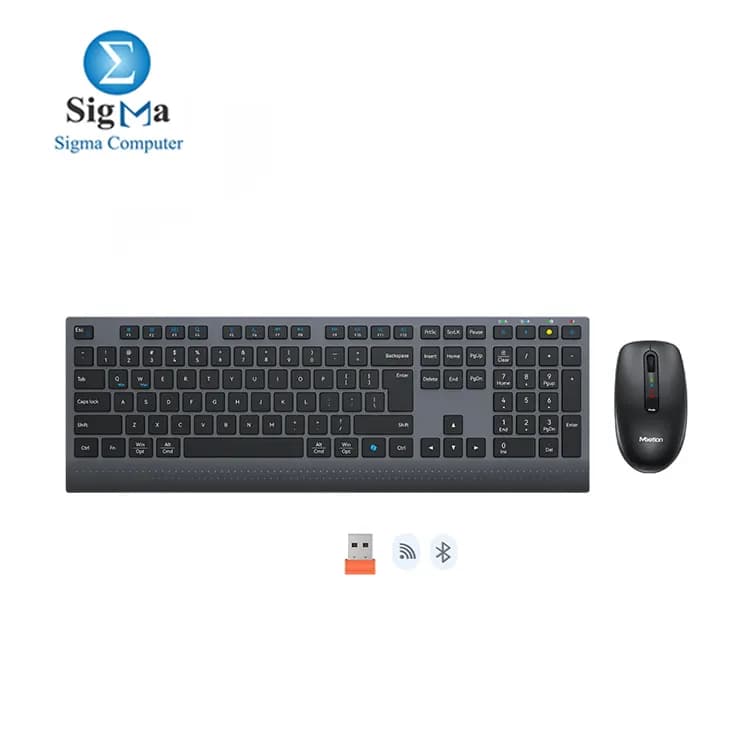 MEETION C2000 Rechargeable Wireless & Bluetooth Keyboard and Mouse Combo – Dual Mode & Silent