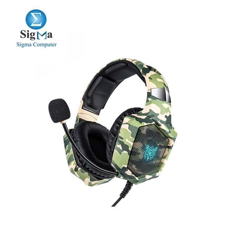 سماعة جيمنج ONIKUMA K8 CAMO فوق الأذن مع ميكروفون وإضاءة RGB