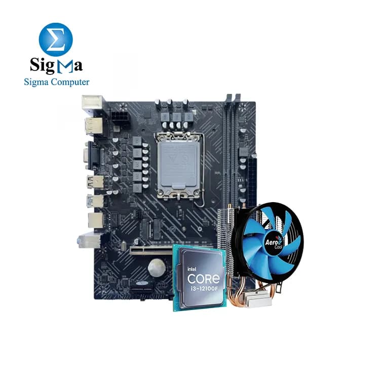 كومبو انتل Core i3-12100F تري مع لوحة أم ARKTEK ALPHA FORCE AK H610M EG ومبرد معالج Aerocool Verkho 2