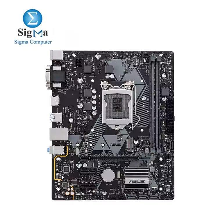 لوحة أم PRIME H310M-A من انتل مقبس LGA-1151 بحجم mATX مع إضاءة LED، تدعم DDR4 2666MHz، M.2، HDMI، SATA 6Gbps و USB 3.1 Gen1