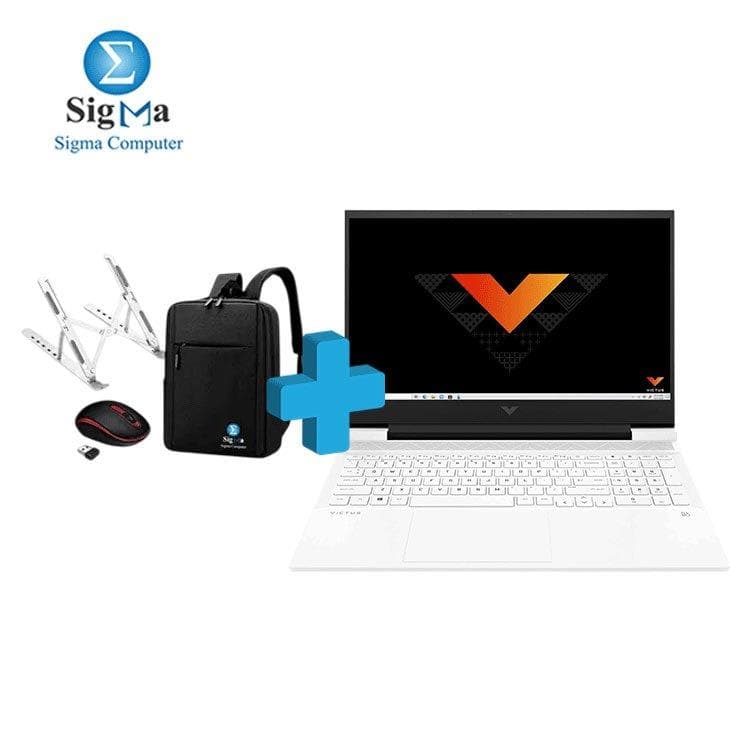 Laptop HP Victus 16-E1027ne - AMD Ryzen 5 6600H - Nvidia GeForce RTX 3050 4GB - 16GB DDR5 4800 MHz - 512GB NVMe SSD - 16.1 FHD IPS 144 Hz AND Sigma laptop Backpack black And LAPTOP STAND Creative folding And MOUSE LGC CMU02 WIRELESS