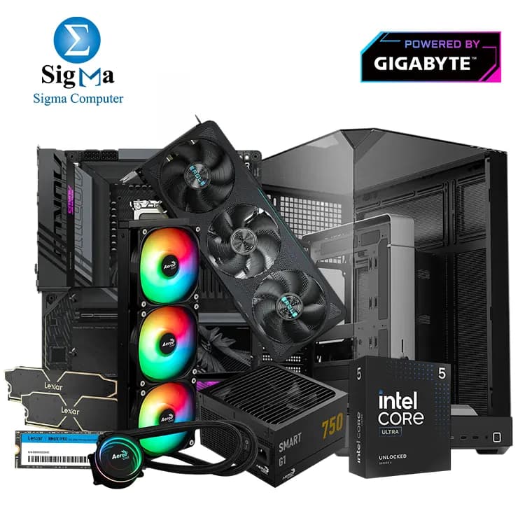 powered by gigabyte-Intel Ultra 5 245K-Gigabyte Z890 A ELITE WIFI7-Gigabyte RTX 5070 EAGLE OC 12GB-Lexar THOR DDR5 16GB(2x8GB) 6000 MHz-Lexar NM610PRO 500GB-APNX V2 BLACK Mid Tower-Aerocool SMART G1 750W 80+GOLD-AeroCool Oasis L360 360mm ARGB