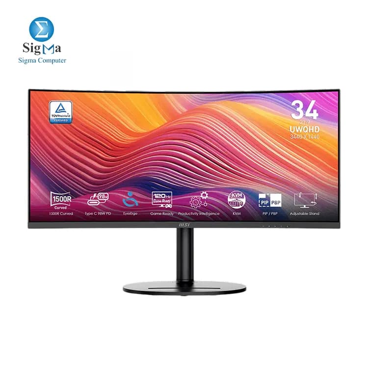 شاشة ام اس اي Modern MD342CQP مقاس 34 بوصة VA منحنية 1500R 3440x1440 (UWQHD) 120hZ 1ms (MPRT) / 4ms (GtG)