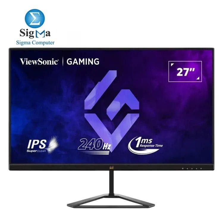 شاشة ViewSonic VX2779A-HD-PRO مقاس 27 بوصة FHD IPS، معدل تحديث 240Hz، استجابة 1ms MPRT، تقنية AMD FreeSync، HDR10، خالية من الوميض، مداخل HDMI وDP، تدعم VESA، جاهزة للكونسول والكمبيوتر