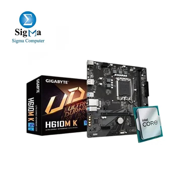 باندل معالج Intel-Core i3-12100F مع لوحة أم جيجابايت-انتل H610M K