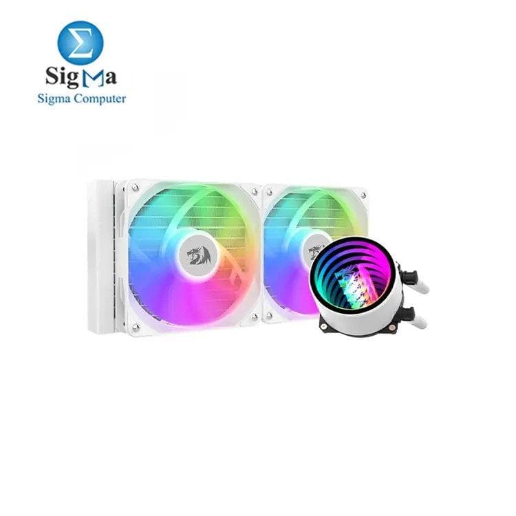 مبرد مائي للمعالج Redragon CCW-3011 ARGB 240mm - مروحتين 120mm PWM ARGB، مضخة سيراميك FDB، مستوى ضوضاء 30 dB، يدعم سوكيت Intel و AMD