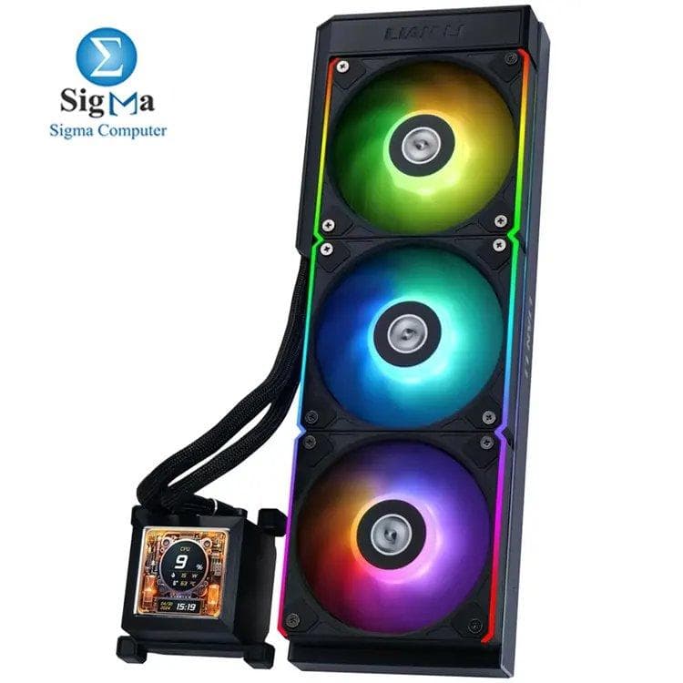 Lian Li HydroShift GHSLCD36RB: 360mm AIO liquid cooler with 2.88” IPS LCD, quiet 3800RPM pump, RGB fans, and Intel LGA1700 / AMD AM5/AM4 support.