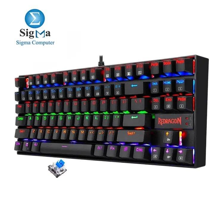 كيبورد جيمنج ميكانيكال ريدراجون K552E Kumara Elite بإضاءة رينبو - سويتش أزرق - عربي