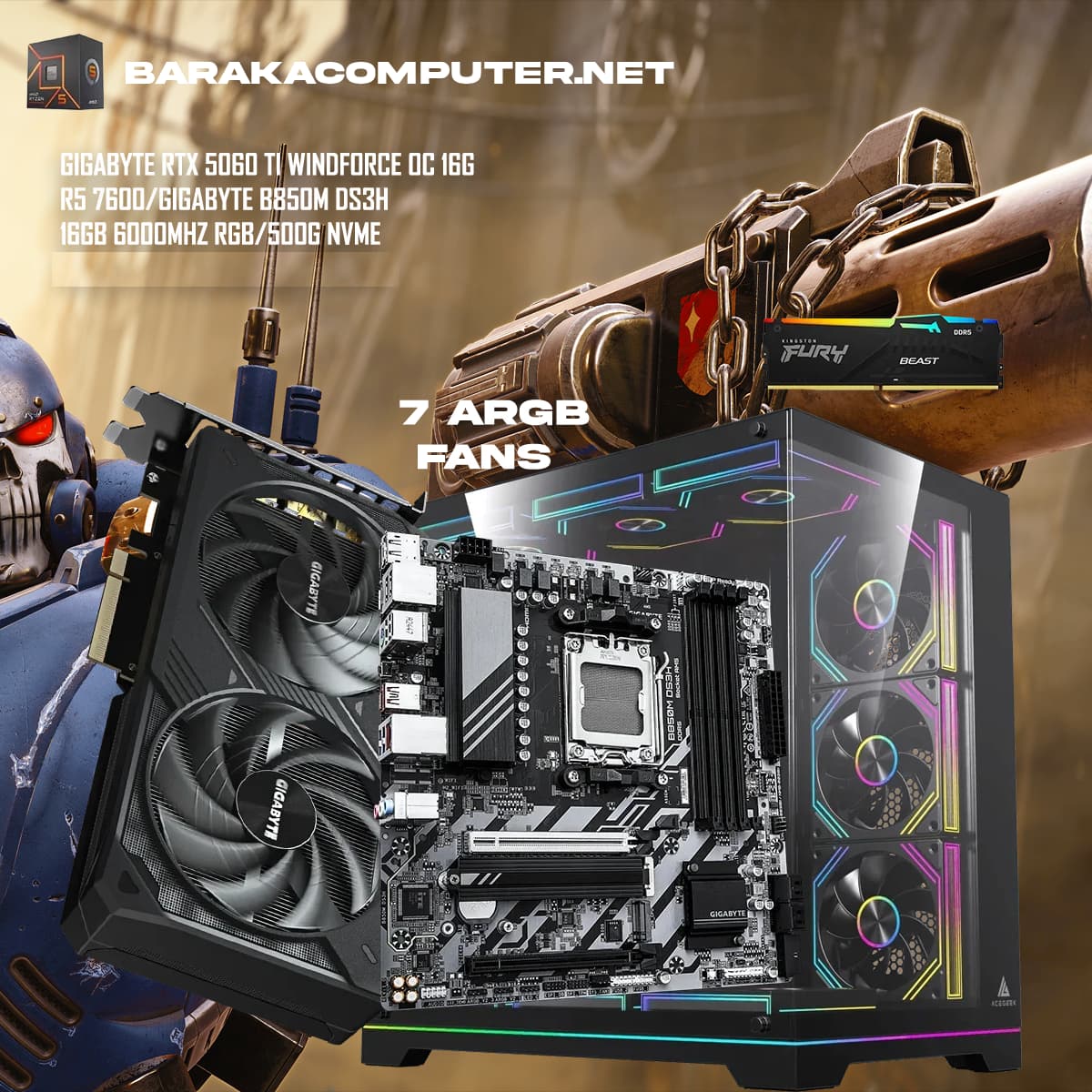 “5060 TI 16G/7600/B850”RTX GAMING PC
