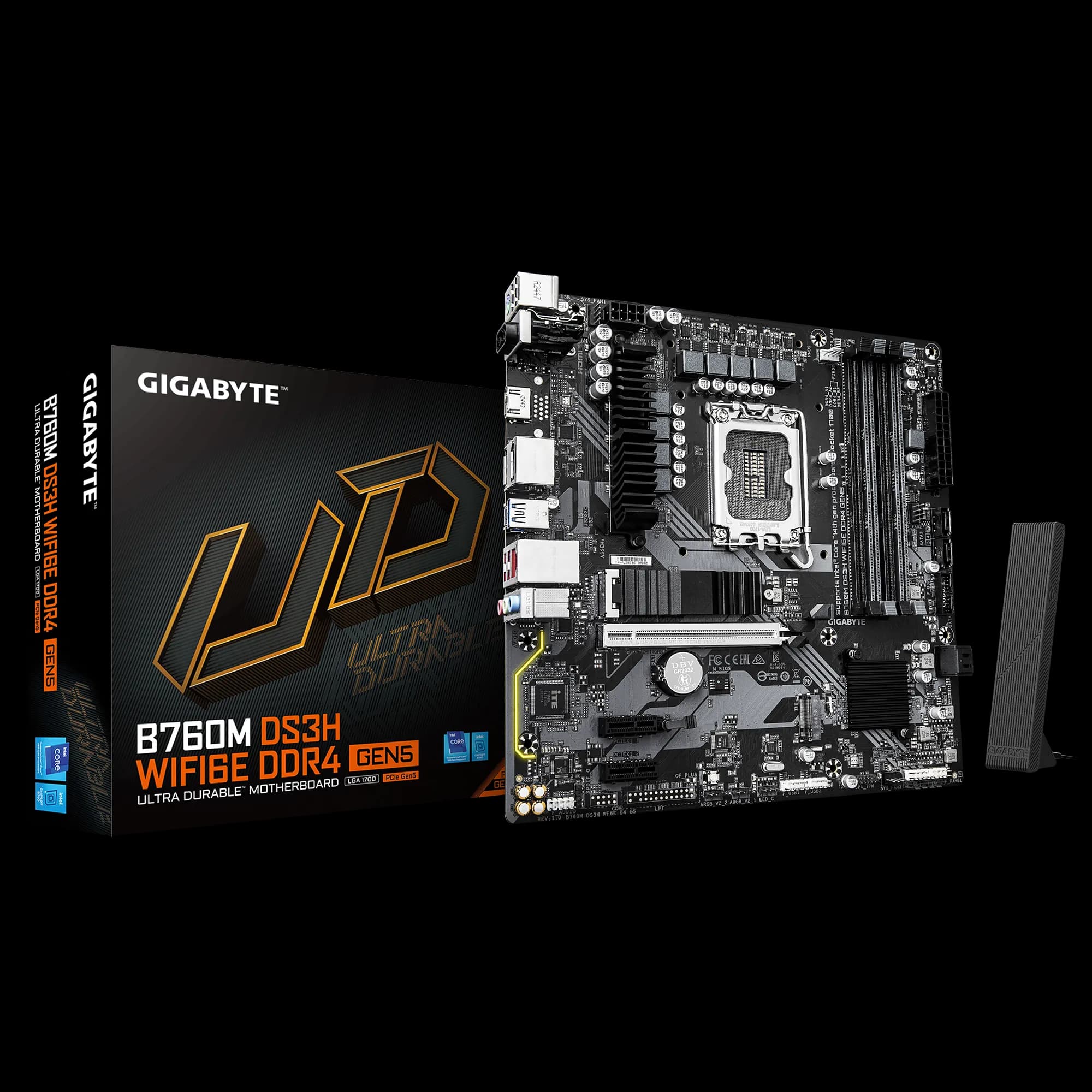 B760M DS3H WIFI6E DDR4 GEN5 GIGABYTE INTEL MOTHERBOARD