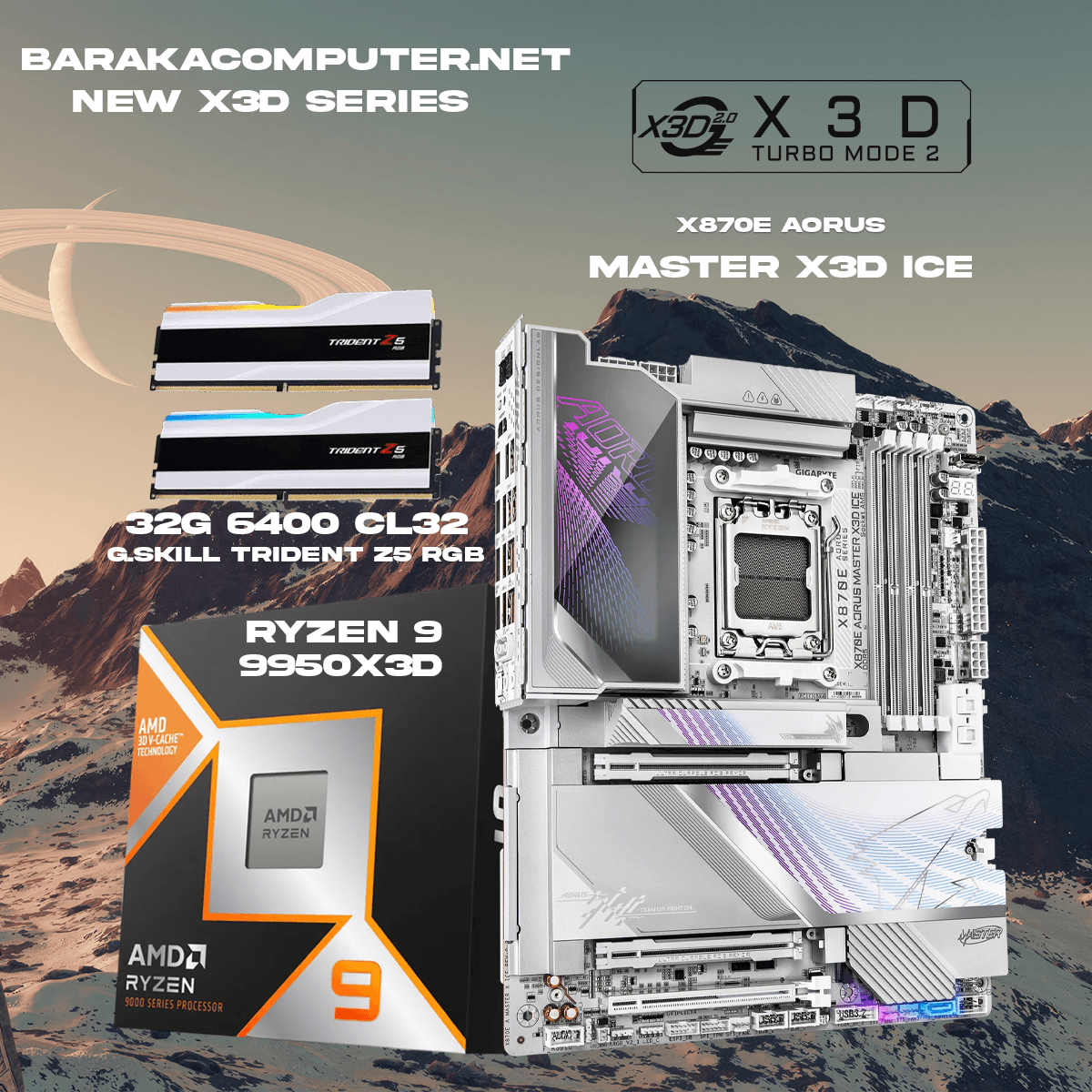 “X870E X3D/9950X3D/32G 6400″RYZEN BUNDLE