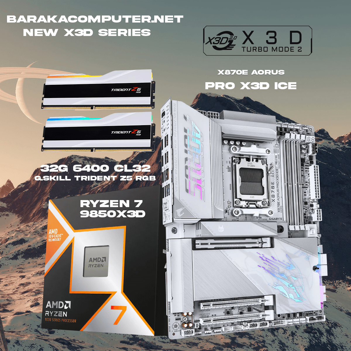 “X870E X3D/9850X3D/32G 6400″RYZEN BUNDLE