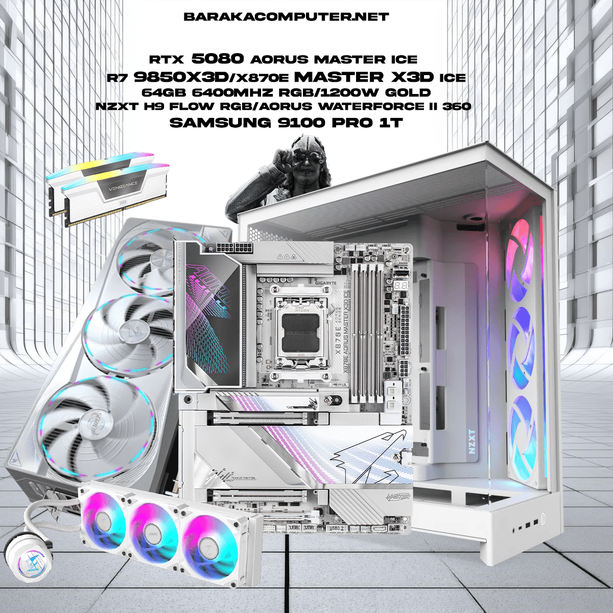“5080/9850X3D/X870E″ICE RTX GAMING PC