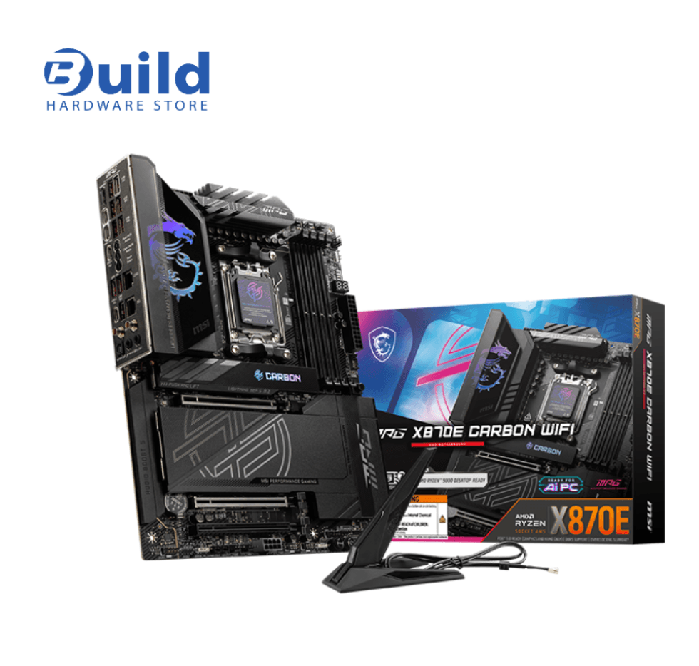 MSI MPG X870E CARBON WIFI – AMD AM5 DDR5 Motherboard, 18+2+1 Duet Rail, Frozr Guard, EZ DIY, PCIe 5.0, USB4, 5G LAN & Wi‑Fi 7, Audio Boost 5