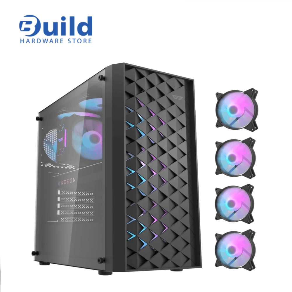 darkFlash DK351 Computer Case – Black Mid Tower with 4 Fans (only build)