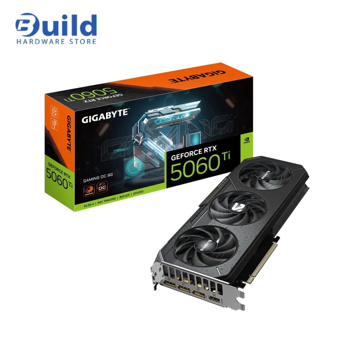 Gigabyte RTX 5060 Ti GAMING OC 8G – 2647MHz, 4608 CUDA cores, 8GB GDDR7 28Gbps, 128-bit, PCIe 5.0, 3x DP 2.1b + 1x HDMI 2.1b, 1x 8-Pin, 281mm length.