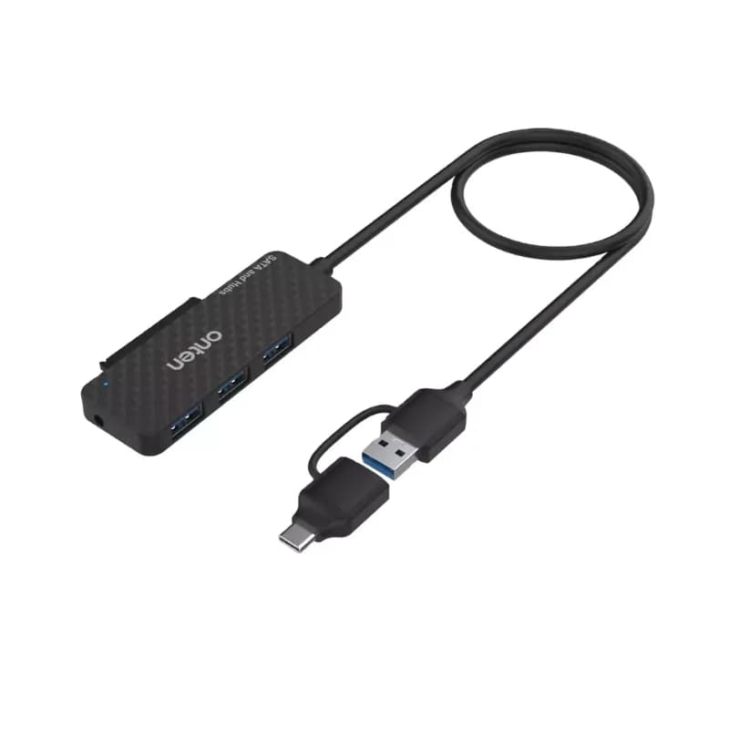 ONTEN UCA312 USB-A & USB-C to SATA Adapter with 3×USB 3.0 Hub  2.5 HDD/SSD External Enclosure  Multi-Port USB Expansion