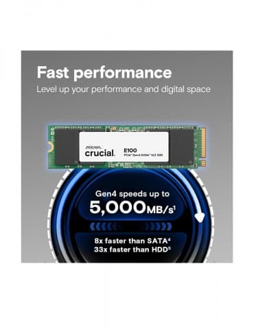 SSD Crucial E100 480GB PCIe Gen4 NVMe M.2 SSD