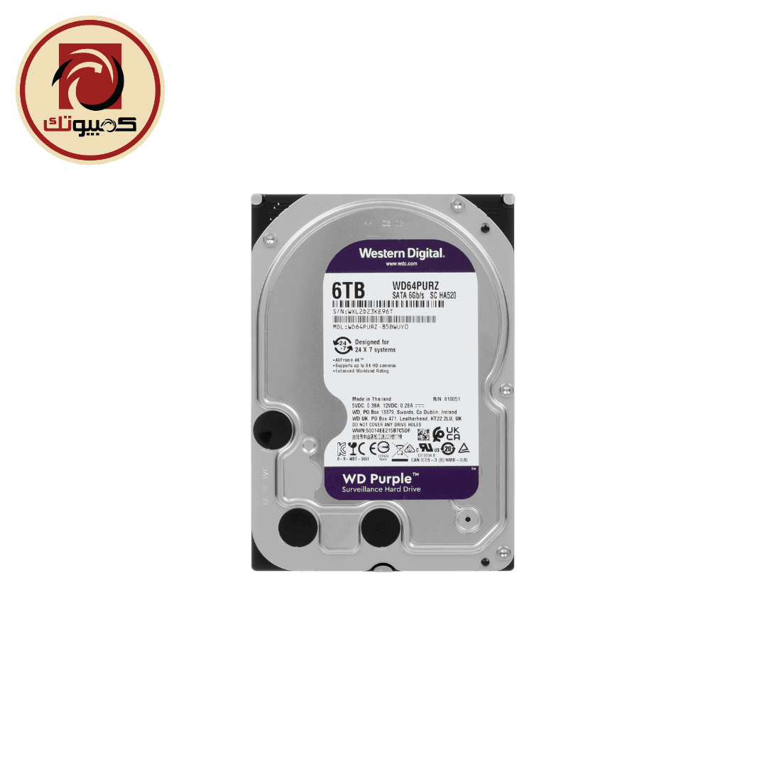 WD Purple 6TB Surveillance Internal Hard Drive – 3.5″ SATA III CCTV HDD (WD64PURZ-74BWUY0)