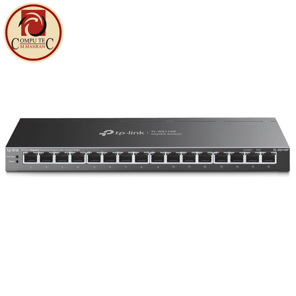TP-Link TL-SG116P 16 Port Gigabit Switch 8 Port PoE Plus 100W Dedicated Power