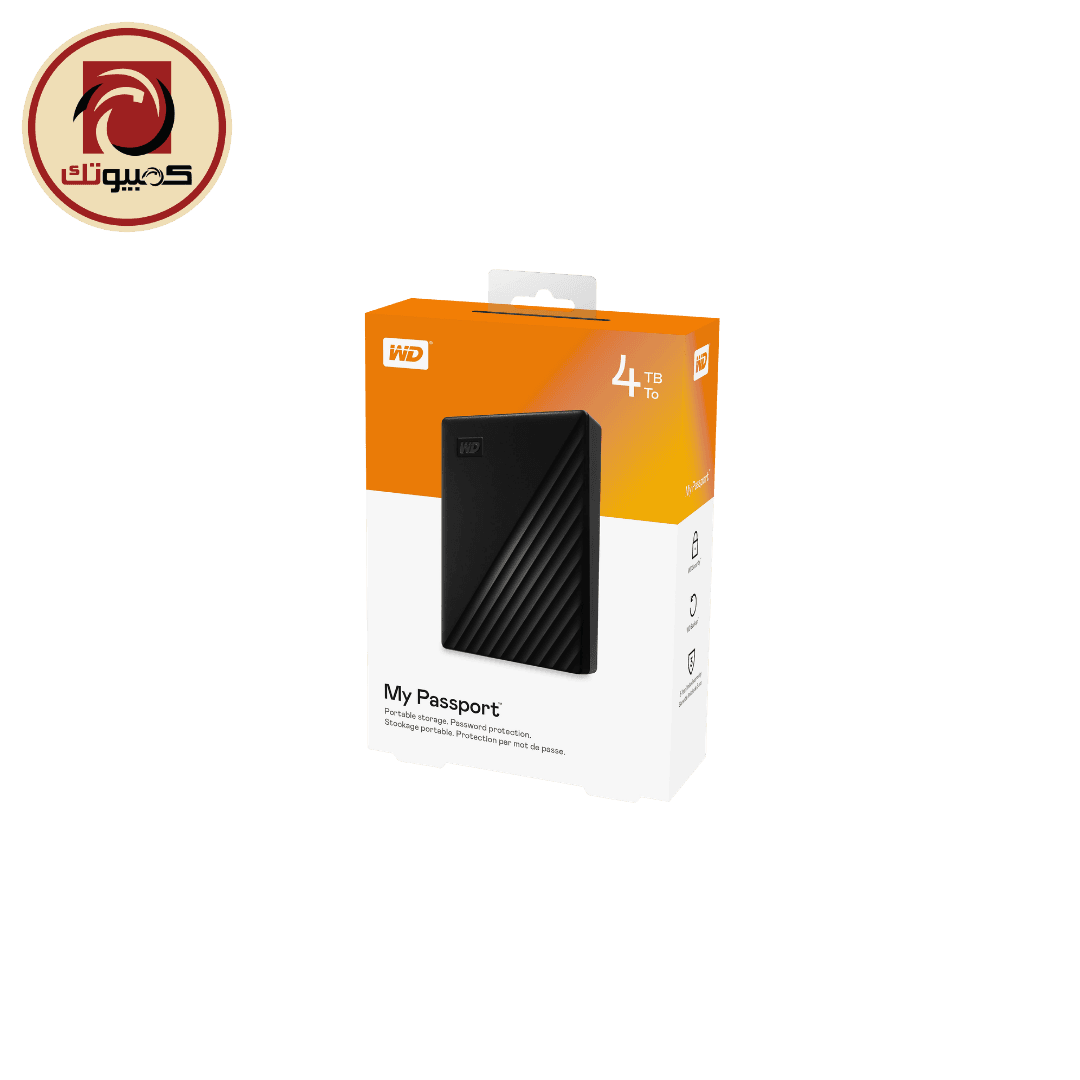 WD My Passport 4TB Portable External Hard Drive – USB 3.2 Gen 1 Secure Backup Storage, Black