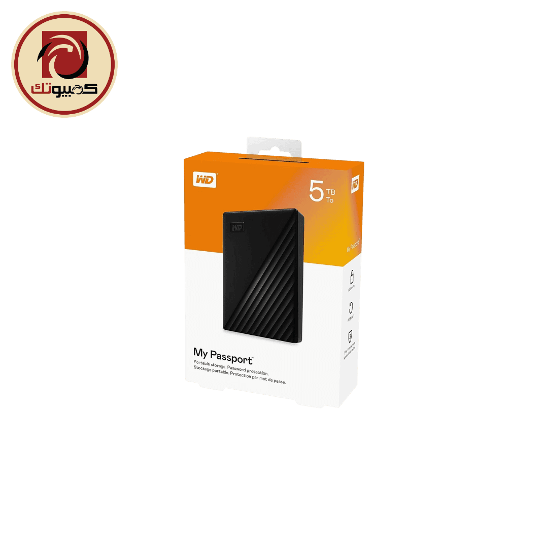 WD My Passport 5TB Portable External Hard Drive – USB 3.2 Gen 1 Secure Backup Storage, Black