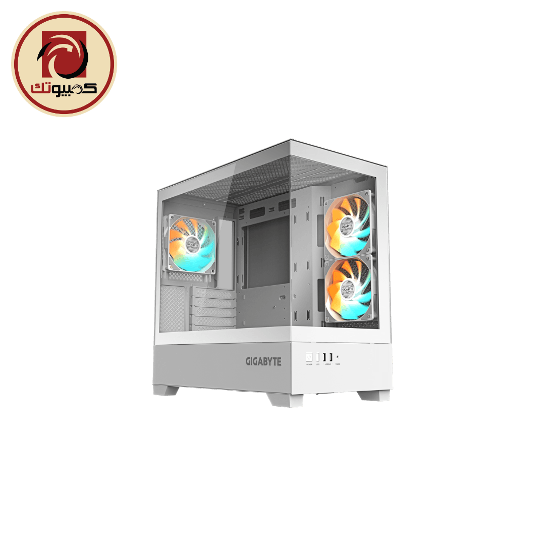 GIGABYTE C201 PANORAMIC ICE Mid Tower Gaming Case with 3 ARGB Fans & 270° Tempered Glass – White