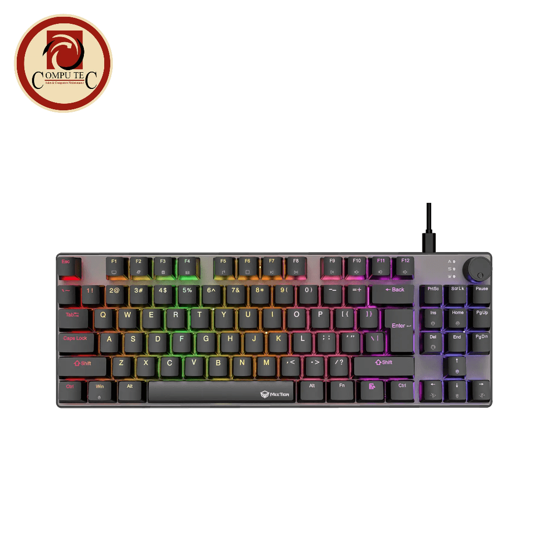 كيبورد جيمنج ميكانيكي Meetion MK008 Pro، إضاءة RGB، سويتش أحمر، حجم 80% TKL